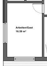 Grundriss eines Arbeits- bzw. Gästezimmers, 16.59 m²