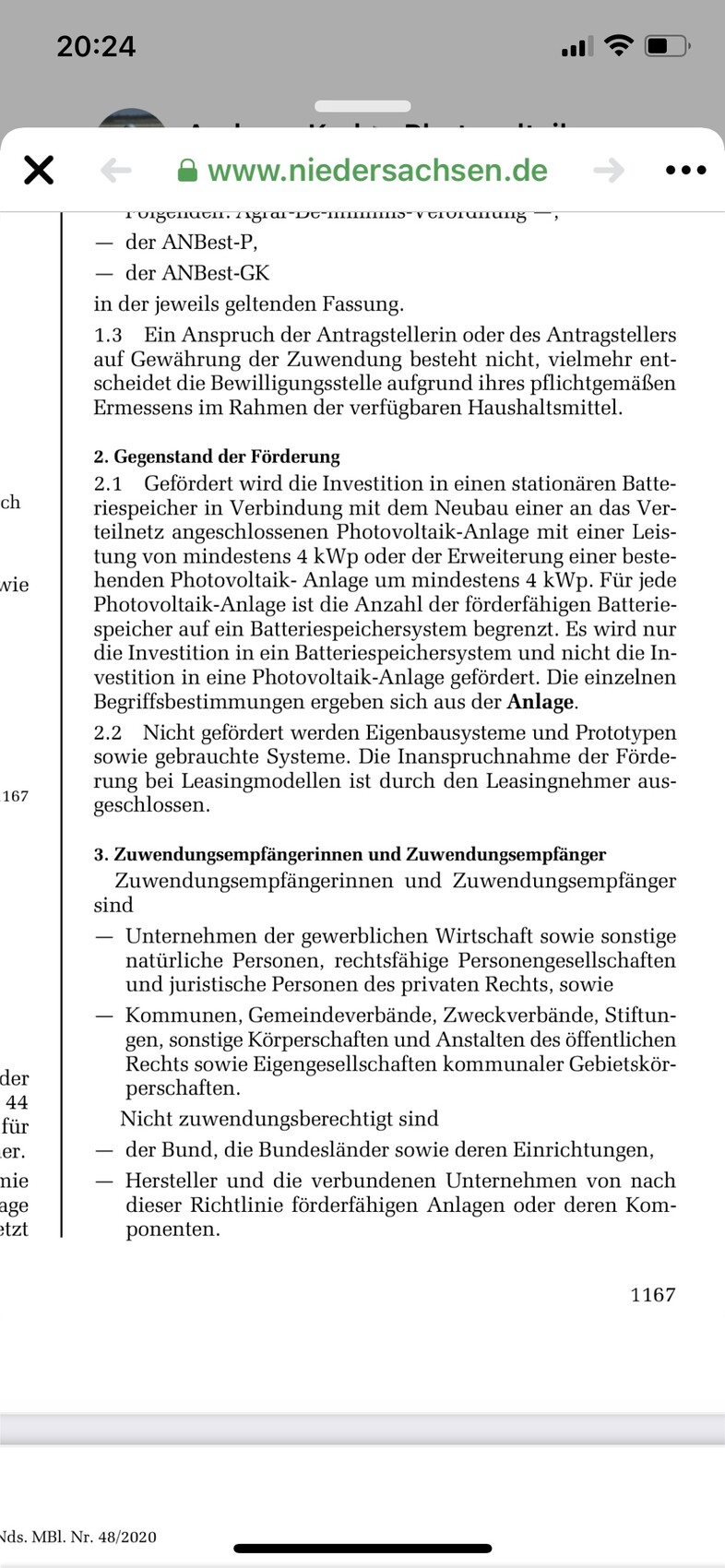 Seite aus einer Förderungsrichtlinie: Abschnitt 2 Gegenstand der Förderung; Abschnitt 3 Zuwendungsempfänger.