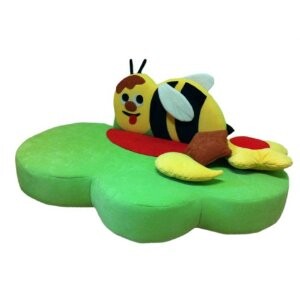 Kuschelkissen Blattform mit gelb-schwarzer Plueschbiene