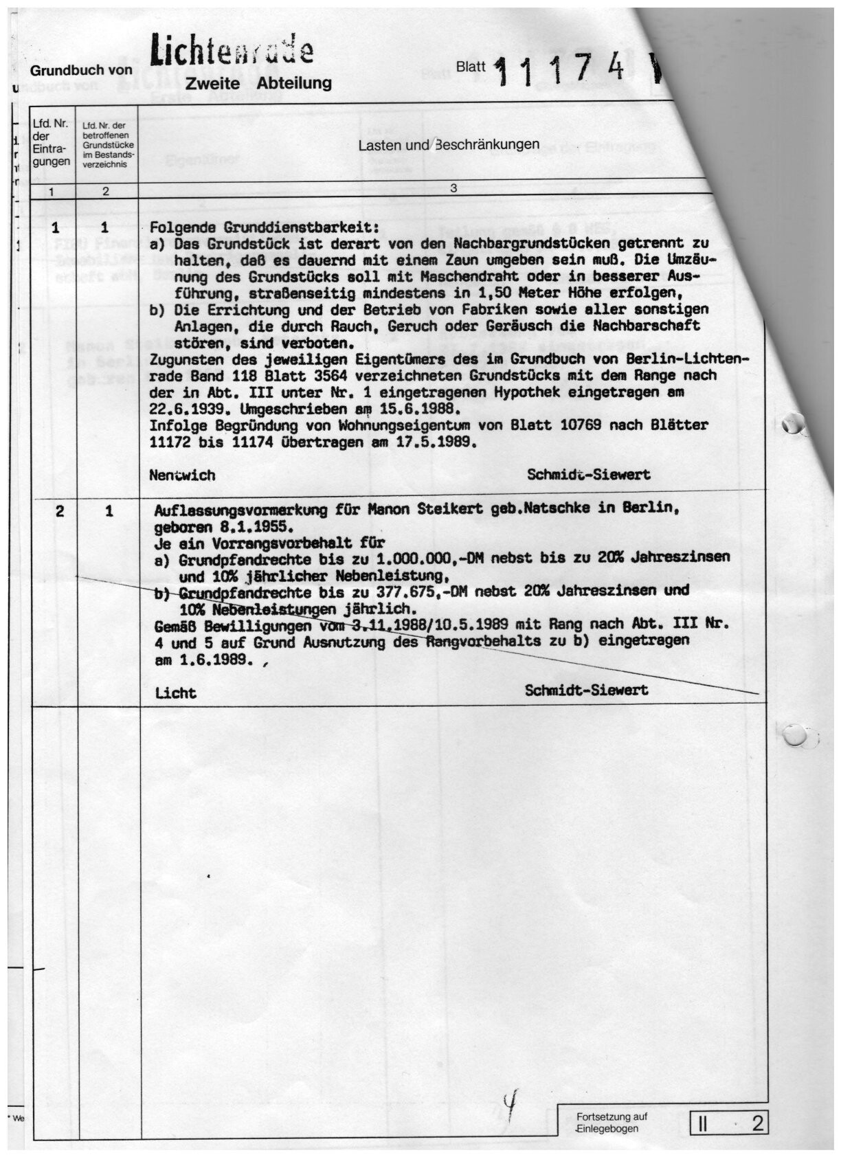 Scan eines Grundbuchblatts mit Lasten und Beschraenkungen aus Berlin-Lichtenrade