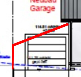 2D-Grundrissplan eines Hauses mit Garage und Zufahrt