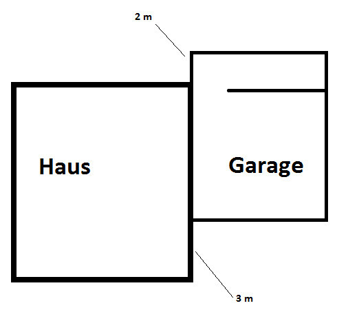 2D-Grundriss eines Hauses mit Garage in klarer Linienzeichnung
