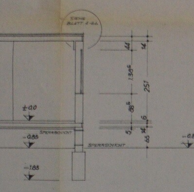 Architektengrundriss eines Hausgrundrisses mit Wänden und Maßlinien