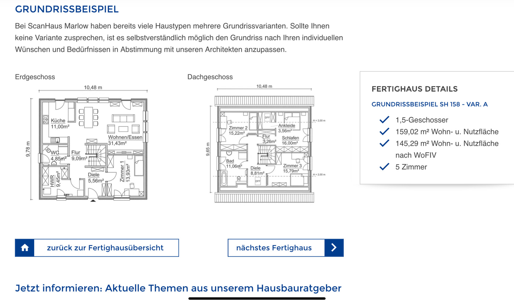 Grundriss eines Hauses mit Erdgeschoss und Dachgeschoss, übersichtliche Zimmerverteilung