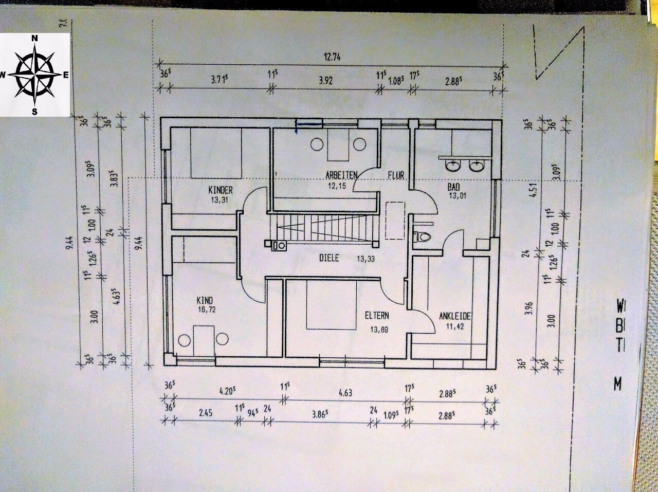 2D-Hausgrundriss mit Kinderzimmern Elternschlafzimmer Bad Flur