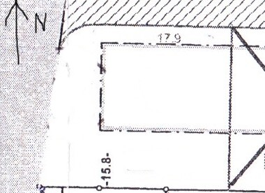 Ausschnitt eines architektonischen Grundrisses mit rechteckigem Raum und Maßangaben