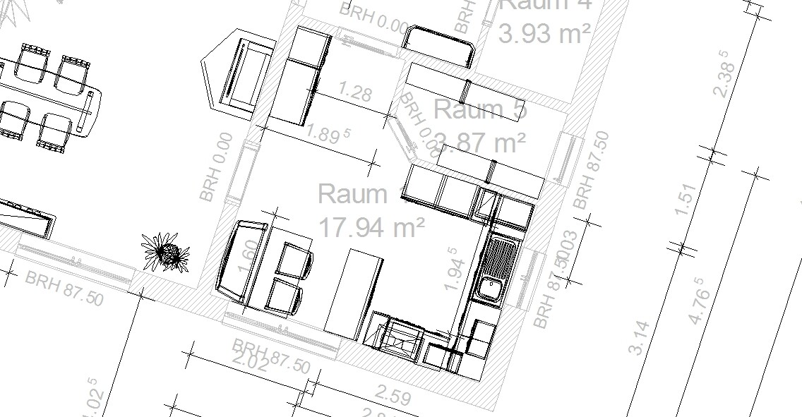 2D-Grundriss eines Hausplans mit Zimmern und Möblierung