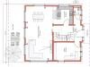 2D-Grundriss eines Einfamilienhauses mit Zimmern, Türen und Wänden