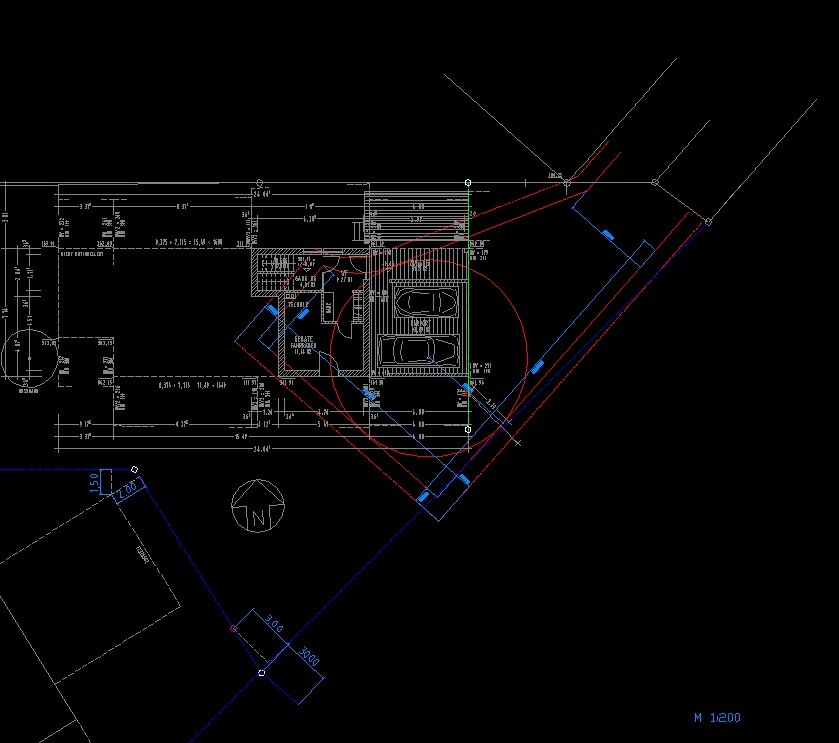 CAD-Grundriss eines Hauses mit Innenraumaufteilung