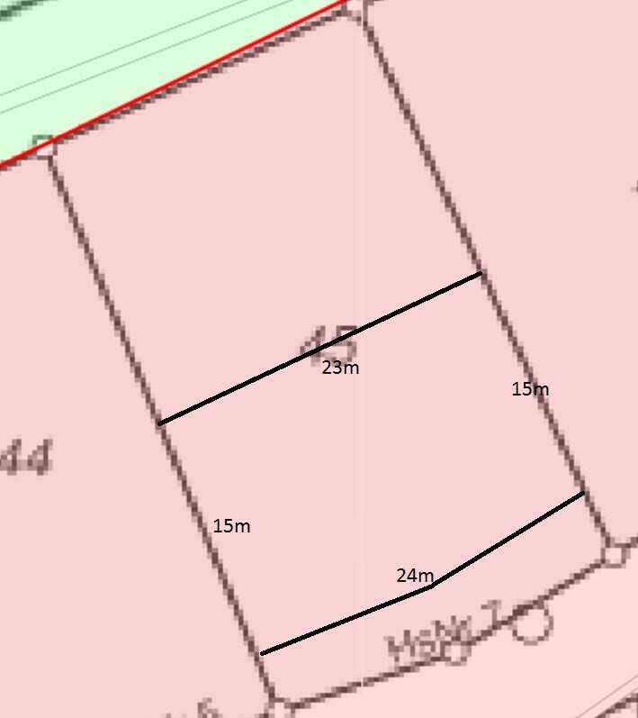 2D-Grundriss eines Gebäudes mit Wandlinien und Maßangaben