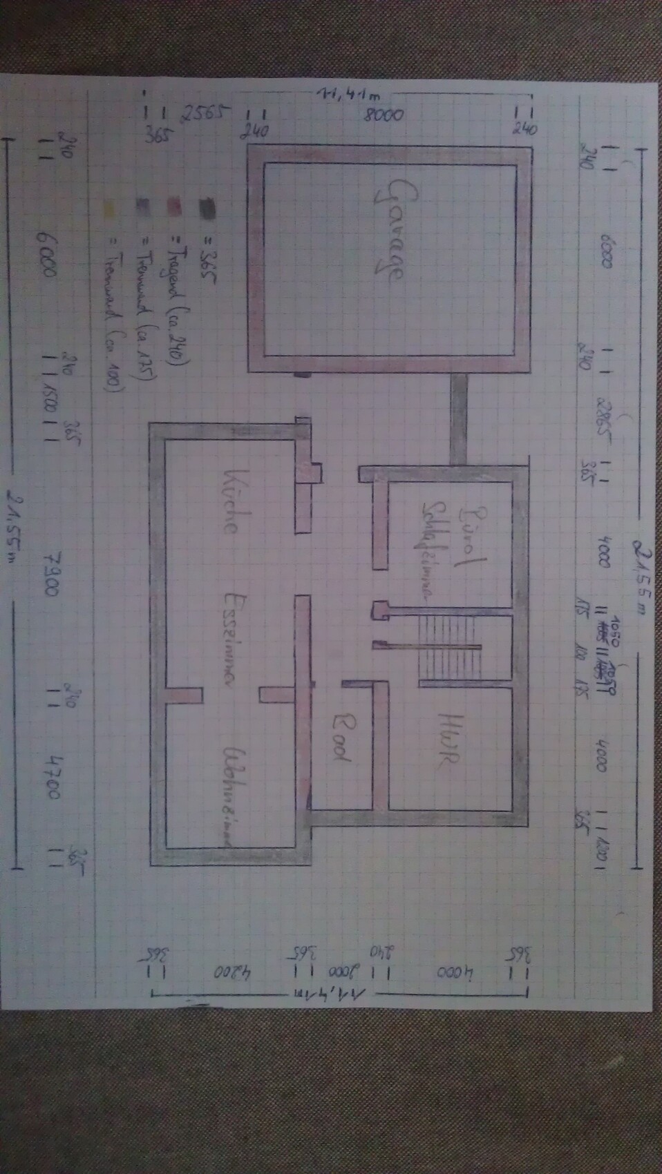Grundrissplan eines Hauses mit Küche und Essbereich, klare Raumaufteilung