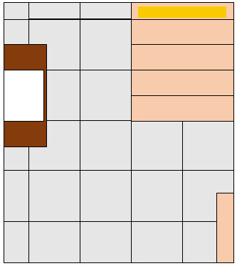Zweidimensionaler Grundrissplan eines Hauses mit Zimmeraufteilung und grauen Wänden.