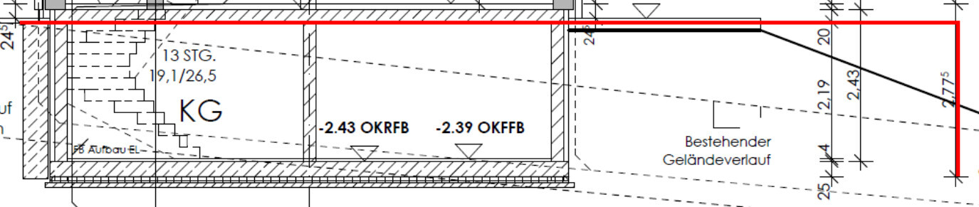2D-Grundriss des Kellergeschosses mit KG-Beschriftung