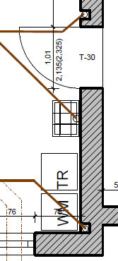 2D Grundriss-Skizze mit Treppenhaus, Türen und Wänden