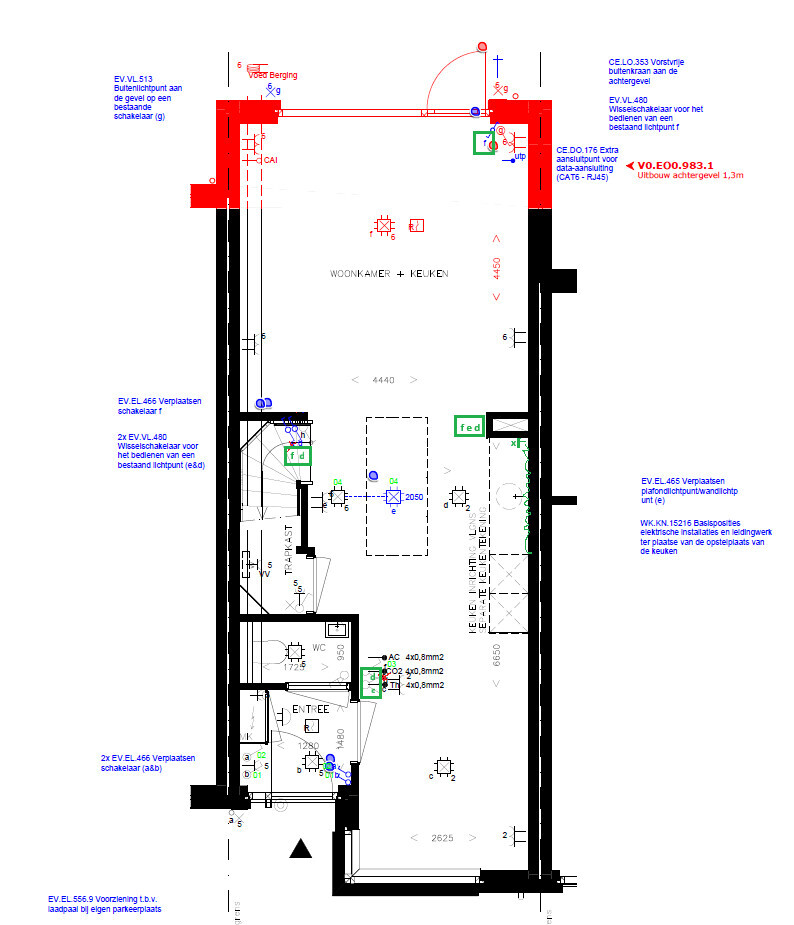2D-Grundriss eines Hauses mit Wohn- und Kuechenbereich, klare Raumaufteilung
