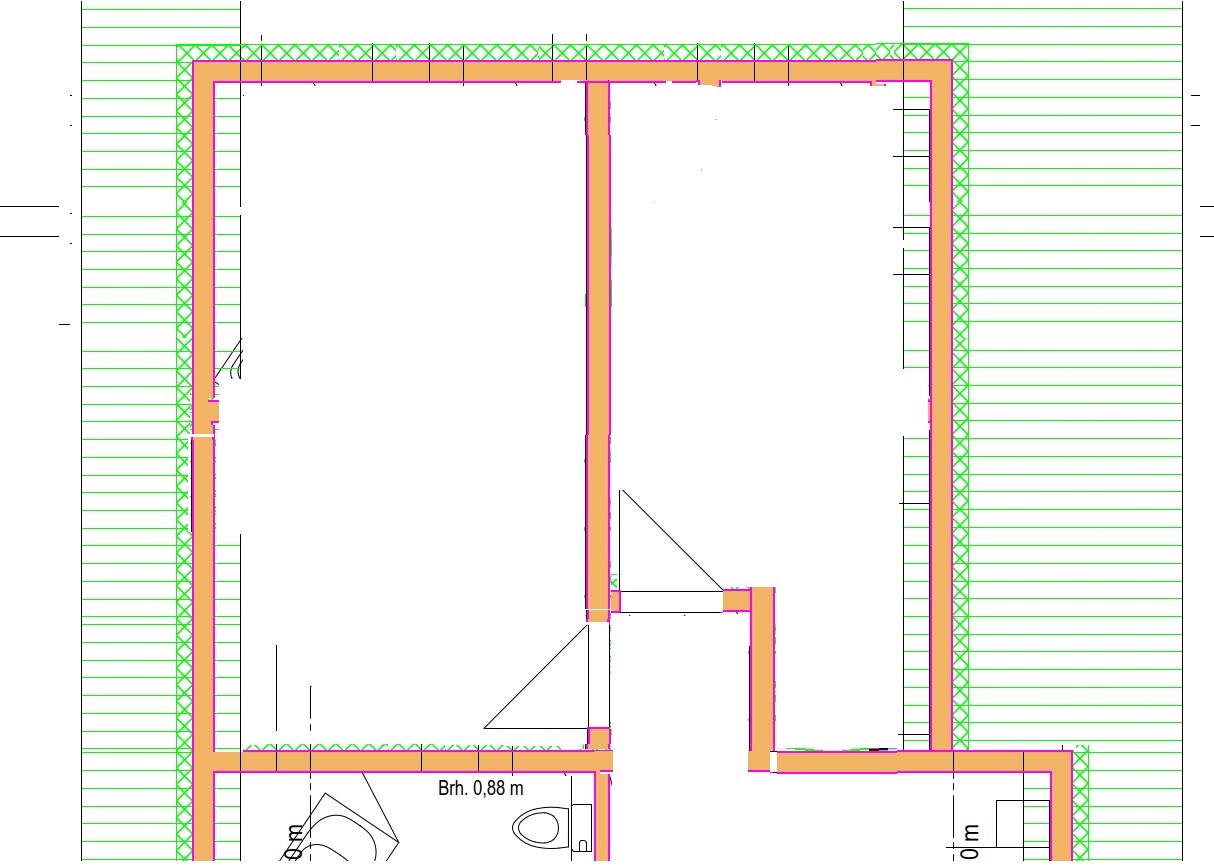 2D-Grundriss eines Hauses mit Innenwänden und Türen