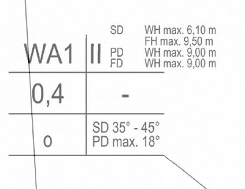 Technischer Grundrissplan mit WA1 Bezeichnung und Maßangaben