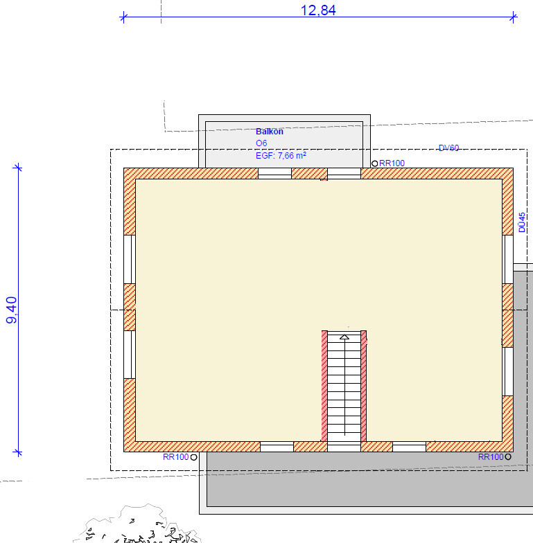 2D-Grundriss-eines-Hauses-mit-Treppe-Balkon-Außenbereich