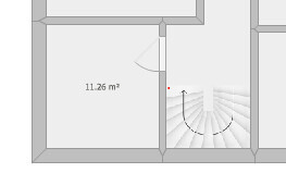 2D-Grundriss mit Treppe und Raumaufteilung, 11,26 m²