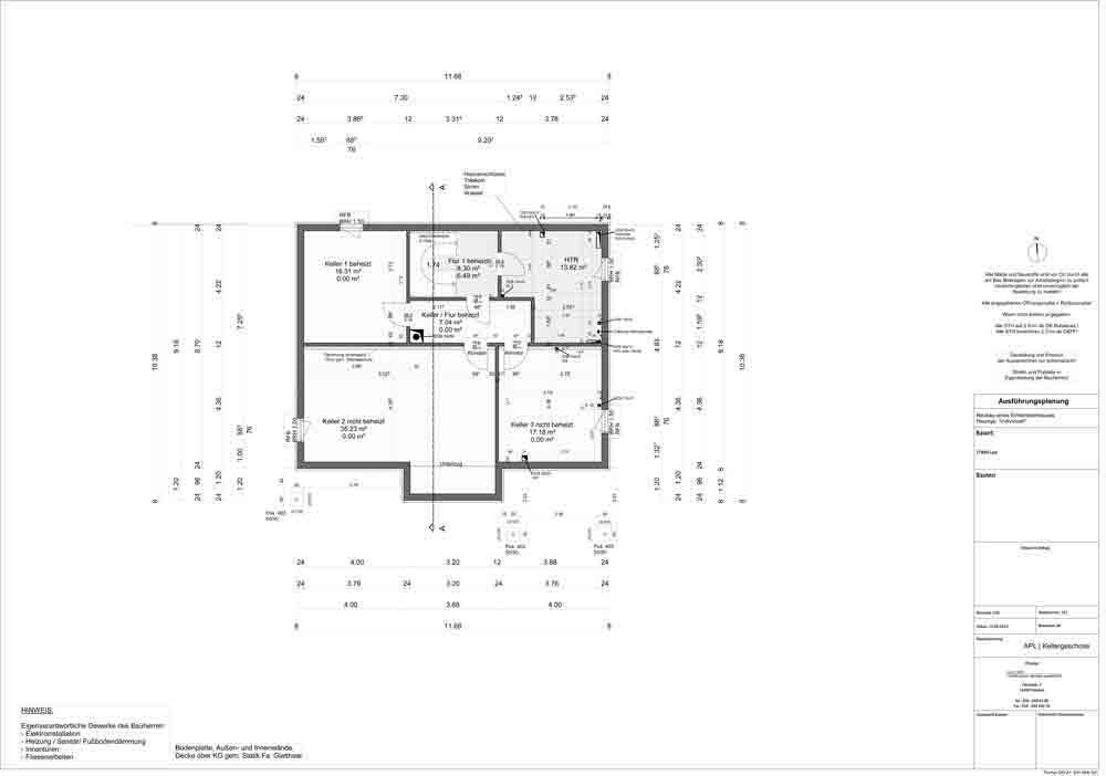 2D-Grundriss eines Hauses mit Innenräumen und Maßen