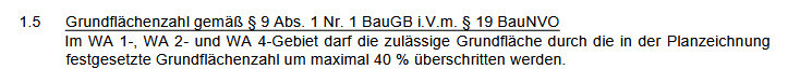 Rechtsdokument mit Regelungen zur Grundflächenzahl gemäß BauGB.