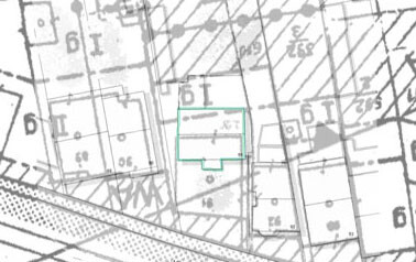 Lageplan eines Baugrundstücks mit markiertem Bauabschnitt