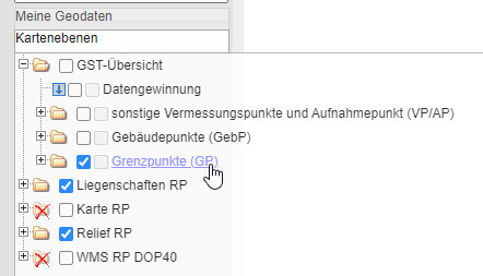 GIS-gestützte Grundstücks-Daten mit Grenzpunkten und Grundrissinformationen