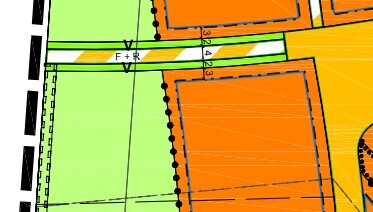 Lageplan eines Grundstücks mit Baukörpern und Grünflächen
