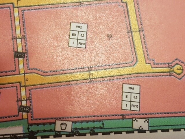 Lageplan eines Baugrundstücks mit Parzellen, Straßen und Grenzverläufen