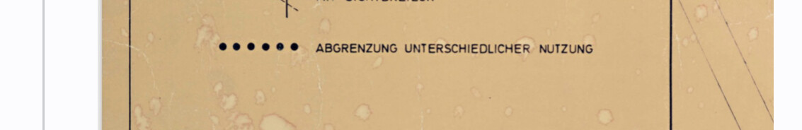 Nahaufnahme eines Baunutzungsdokuments mit Abgrenzung unterschiedlicher Nutzung