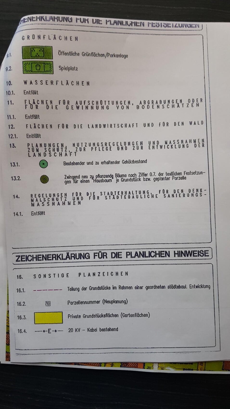 Dokumentseite mit Grundflächenhinweisen zur Grundstücksplanung und Bauplanung