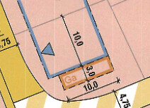 Ausschnitt eines Grundstücksplans mit Parzellengrenzen und Straßenzug