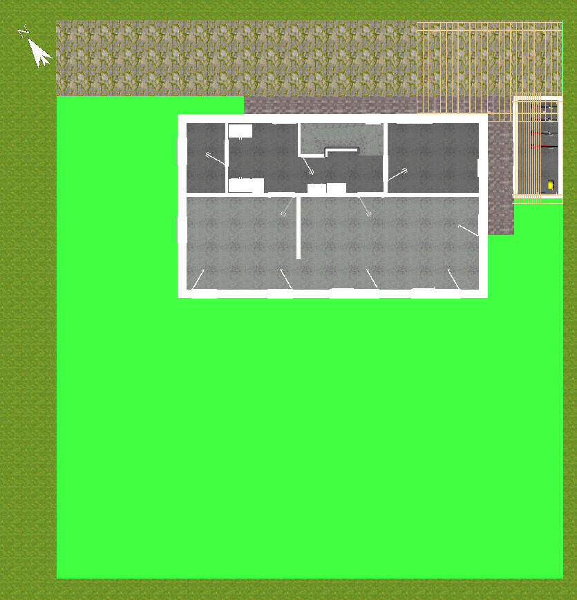 Übersichtlicher Grundriss des Hauses mit Grundstück und Garten von oben.