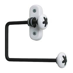 Schwarzer Handtuchring-Wandhalter aus Metall mit weißer Montageplatte Badaccessoire.