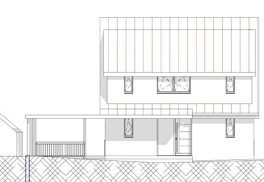 Außenansicht eines mehrstöckigen Hauses als architektonische Zeichnung