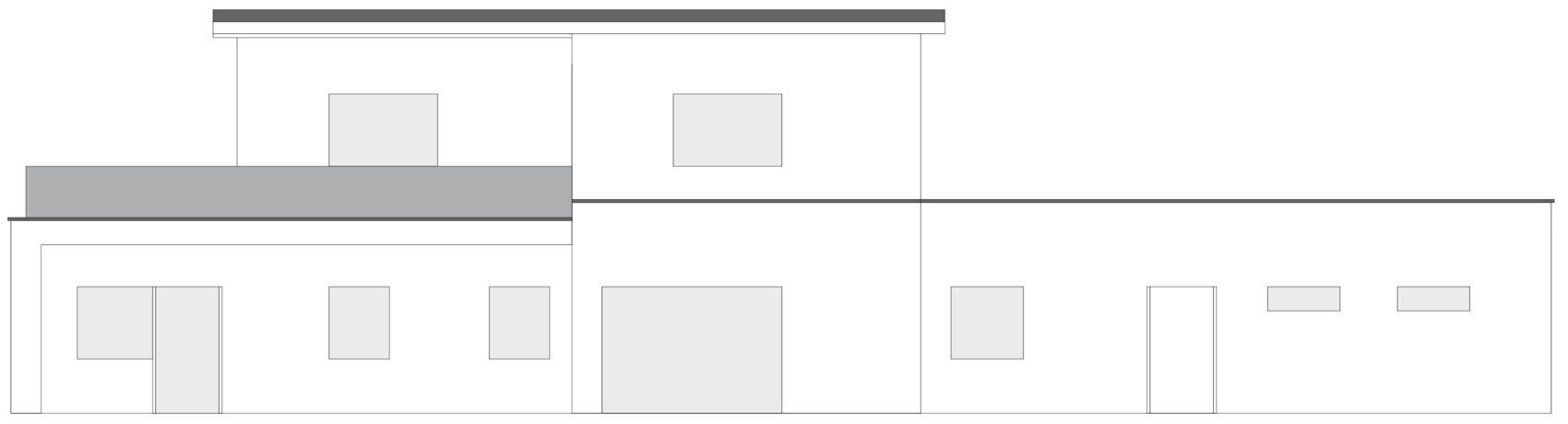 Schematische Hausfassade mit Fenstern und Türen als Linienzeichnung