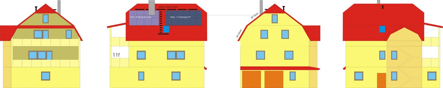 vier-ansichten-eines-gelben-hauses-mit-rotem-dach-und-fenstern-architekturelemente