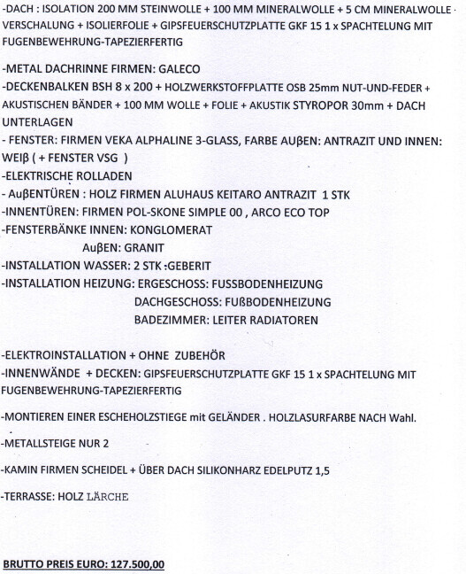 Bauunterlagen-Liste zu Dämmung, Fenster, Heizung, Elektroinstallation und Innenausbau