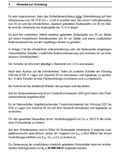 Hinweise zur Gründung eines Einfamilienwohnhauses: Fundament, Bodenplatte und Frostschutz.