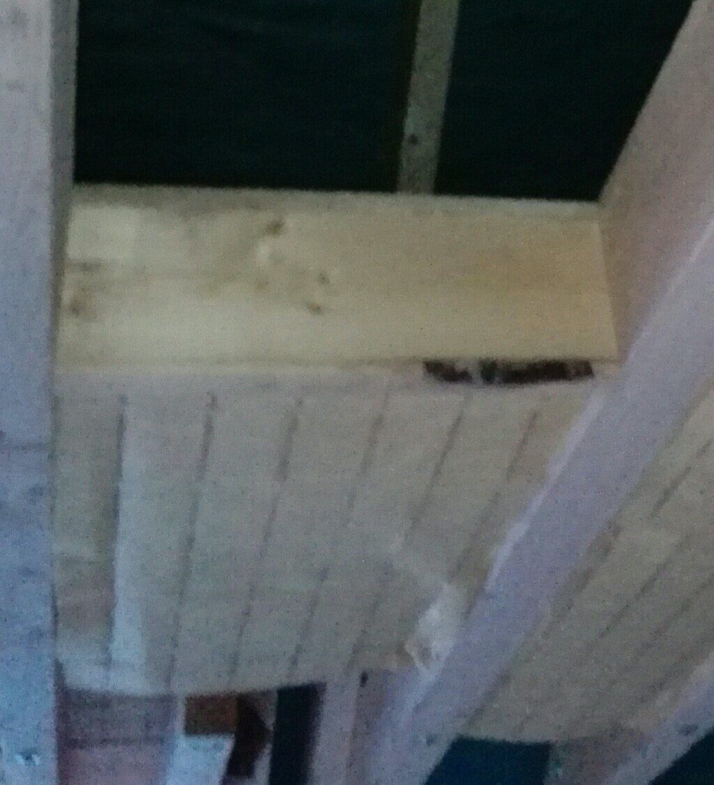 Innenraum mit heller Holzverkleidung und Paneelen an Wand und Decke, unscharf