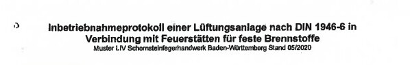 Inbetriebnahmeprotokoll einer Lüftungsanlage nach DIN 1946-6 (Stand 05/2020)