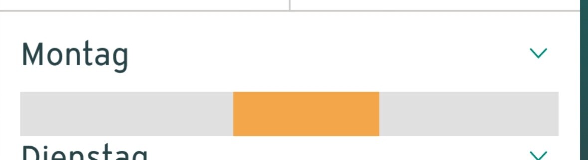 Kalender: Montag und Dienstag, orange Balken in einer grauen Leiste.