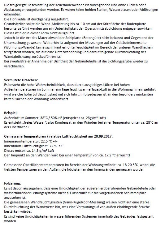 Technischer Bericht über Kelleraußenwand-Beschichtung und Feuchtigkeit