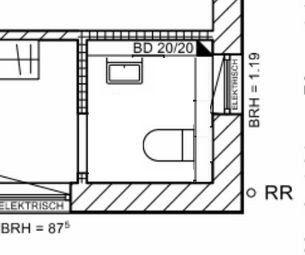 Kleiner Badezimmer-Grundrissplan mit Badewanne und Waschbecken