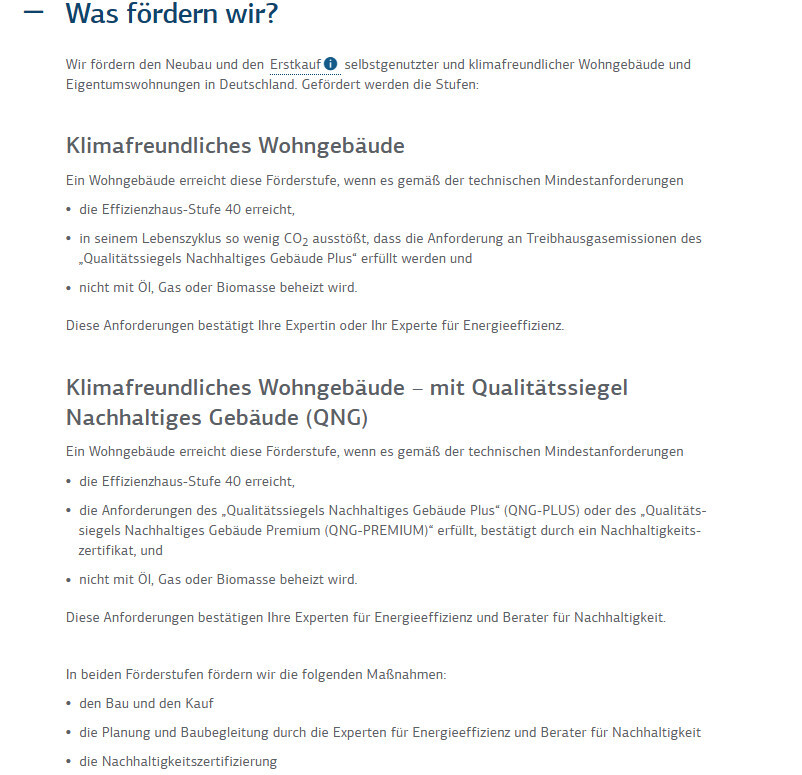 Was fördern wir? Überblick zu klimafreundlichen Wohngebäuden und Förderstufen.