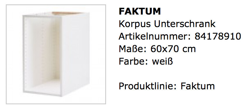 Weisser Korpus Unterschrank mit Innenraum und Lochbohrungen für Regale