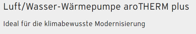 Luft/Wasser-Wärmepumpe aroTHERM plus – ideal für klimabewusste Modernisierung