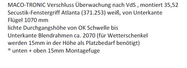Textinfos zu MACO-Tronic Fenstergriff Atlanta Verschluss Überwachung, weiß.