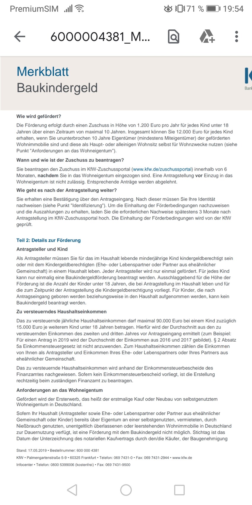 Merkblatt Baukindergeld: Informationen zur Förderung und Antragshinweise.