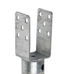 Zwei vertikale Metallwinkel-Befestigungsstücke mit Schraublöchern